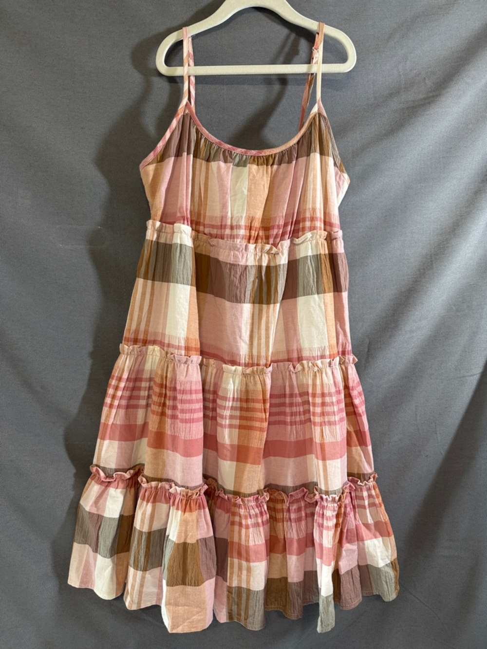 FLAG & ANTHEM SHELBY TIERED PLAID MINI DRESS size Small